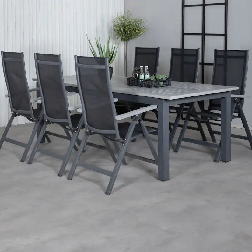 Matgrupp Utomhus Venture Home Aleyna 224 Svart med 6 Aleyna PositionsTrädgårdsstolar