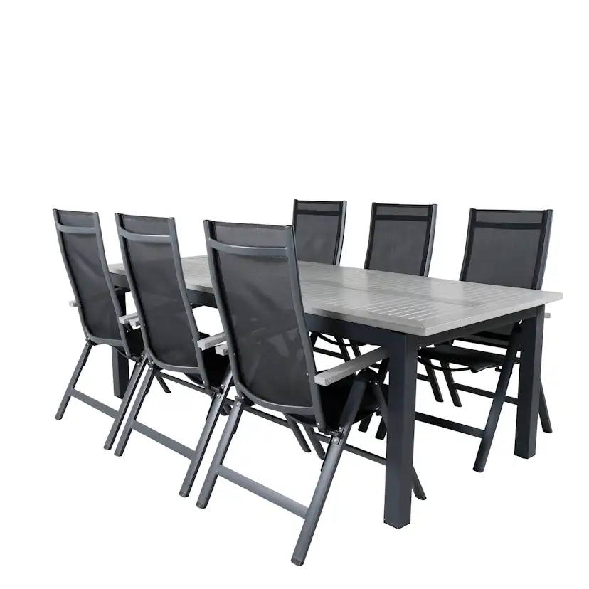 Matgrupp Utomhus Venture Home Aleyna 224 Svart med 6 Aleyna PositionsTrädgårdsstolar