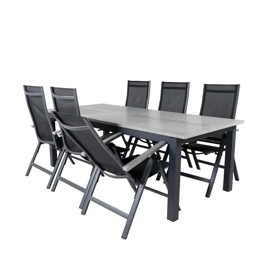 Matgrupp Utomhus Venture Home Aleyna 224 Svart med 6 Aleyna PositionsTrädgårdsstolar