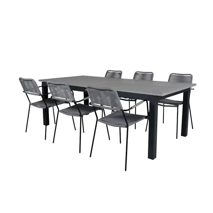 Matgrupp Utomhus Venture Home Aleyna 224 med 6 Leon Trädgårdsstolar