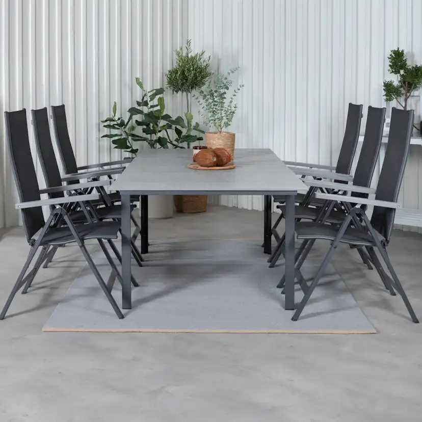 Matgrupp Venture Home Lova 160 Svart med 6 Aleyna Positionsstolar