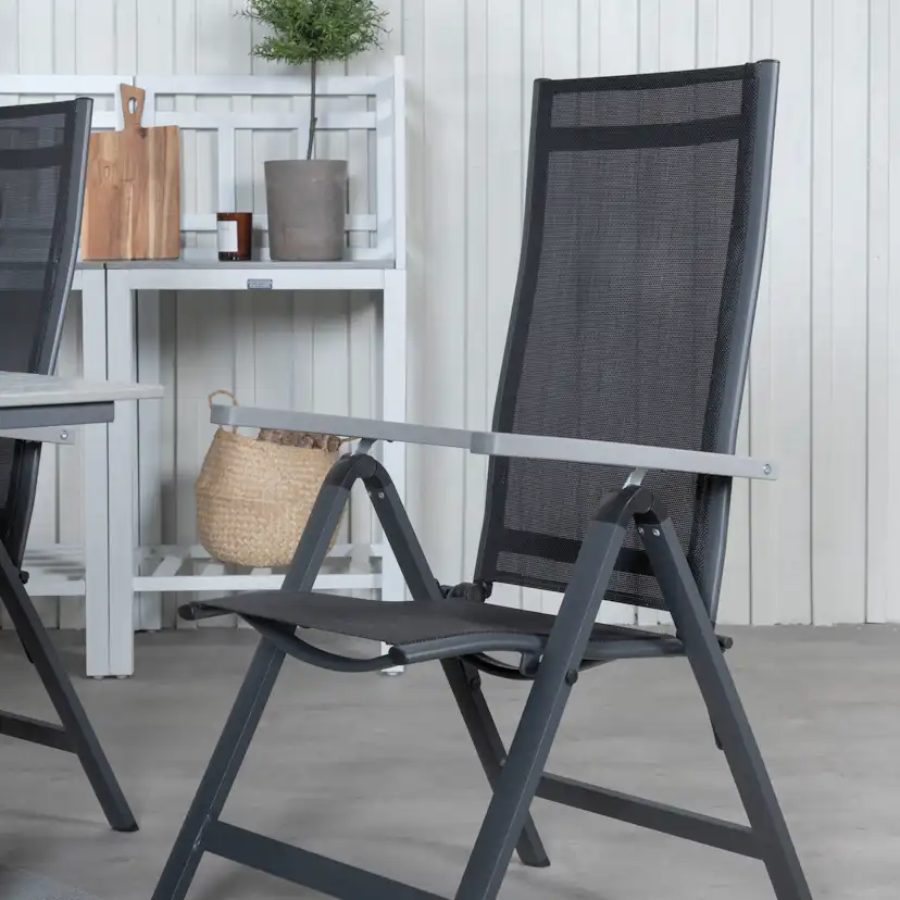 Matgrupp Venture Home Lova 160 Svart med 6 Aleyna Positionsstolar