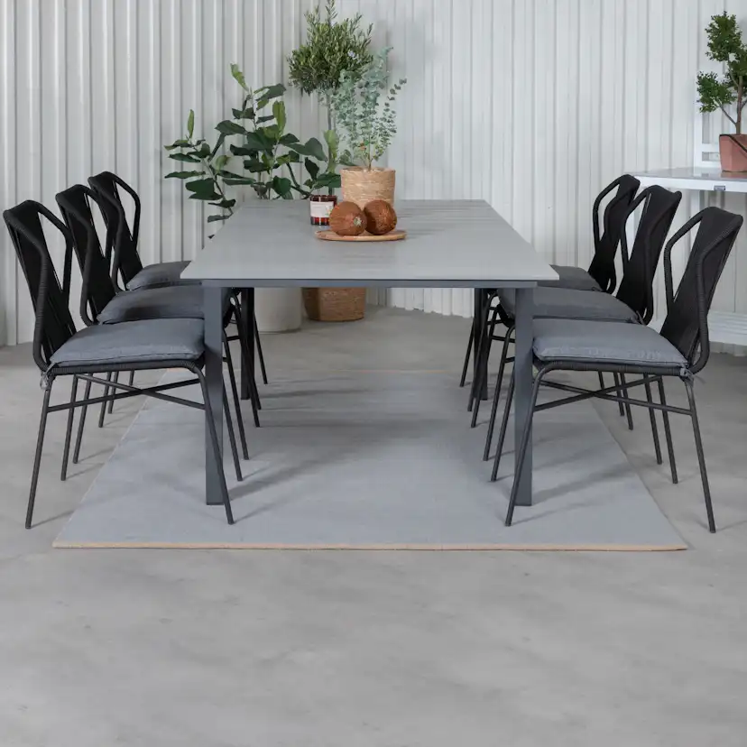 Matgrupp Venture Home Lova 224 med 6 Jefferson Stapelbara Matstolar