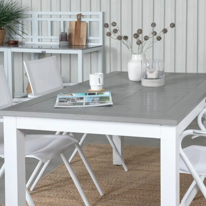 Matgrupp Venture Home Aleyna 152 Vit med 4 Aspen Matstolar