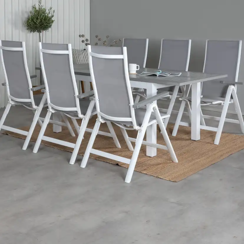 Matgrupp Venture Home Aleyna 152 Vit med 6 Aleyna Positionsstolar