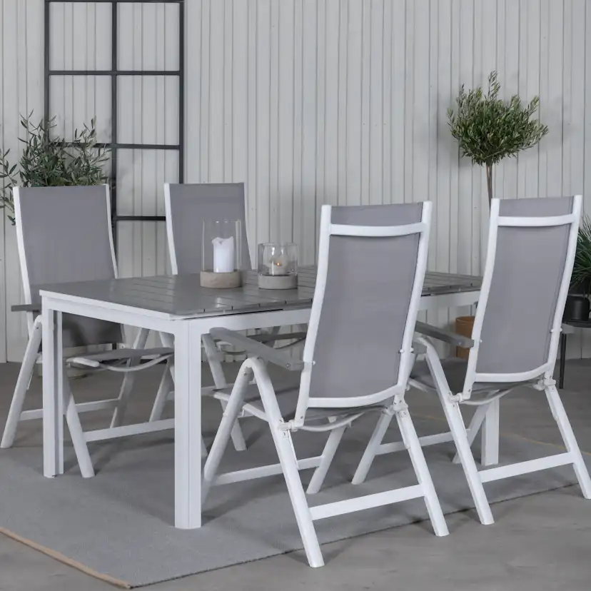 Matgrupp Venture Home Lova 160 Vit med 4 Aleyna Positionsstolar