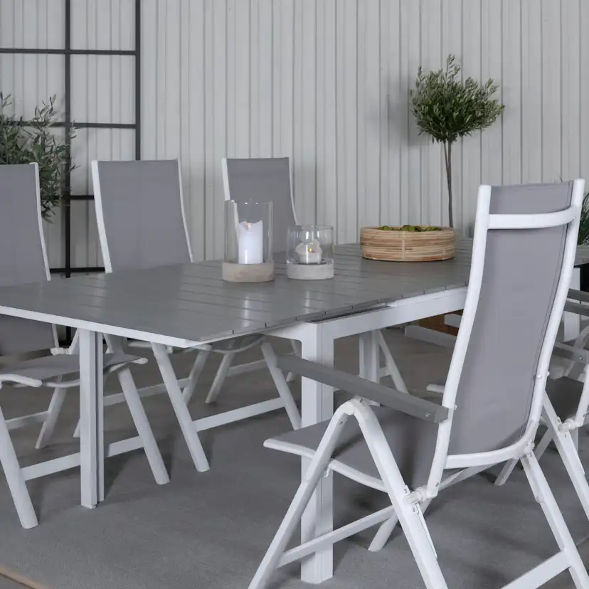 Matgrupp Venture Home Lova 160 Vit med 6 Aleyna Positionsstolar