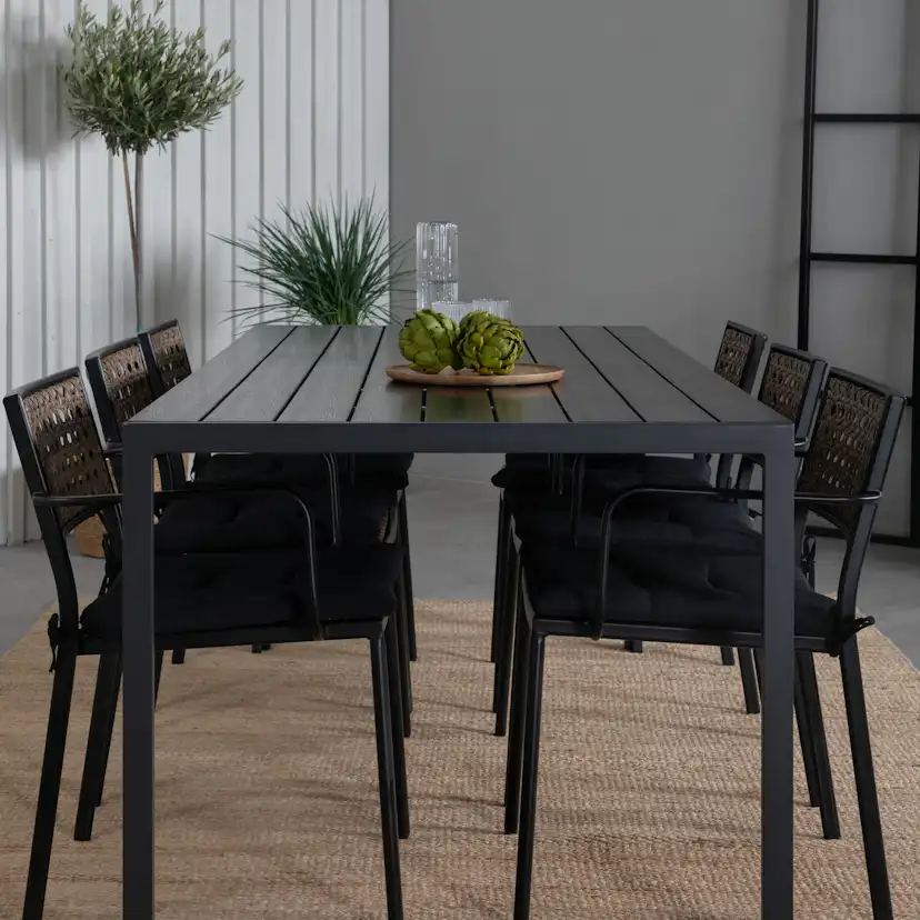 Matgrupp Utomhus Venture Home Bront med 6 Peoria Trädgårdsstolar