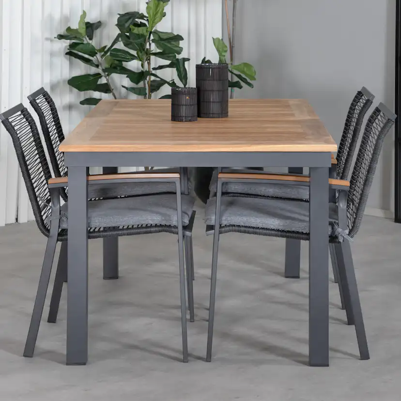 Matgrupp Utomhus Venture Home Perla 152 med 4 Douglas Trädgårdsstolar