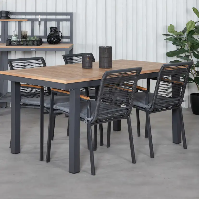 Matgrupp Utomhus Venture Home Perla 152 med 4 Douglas Trädgårdsstolar