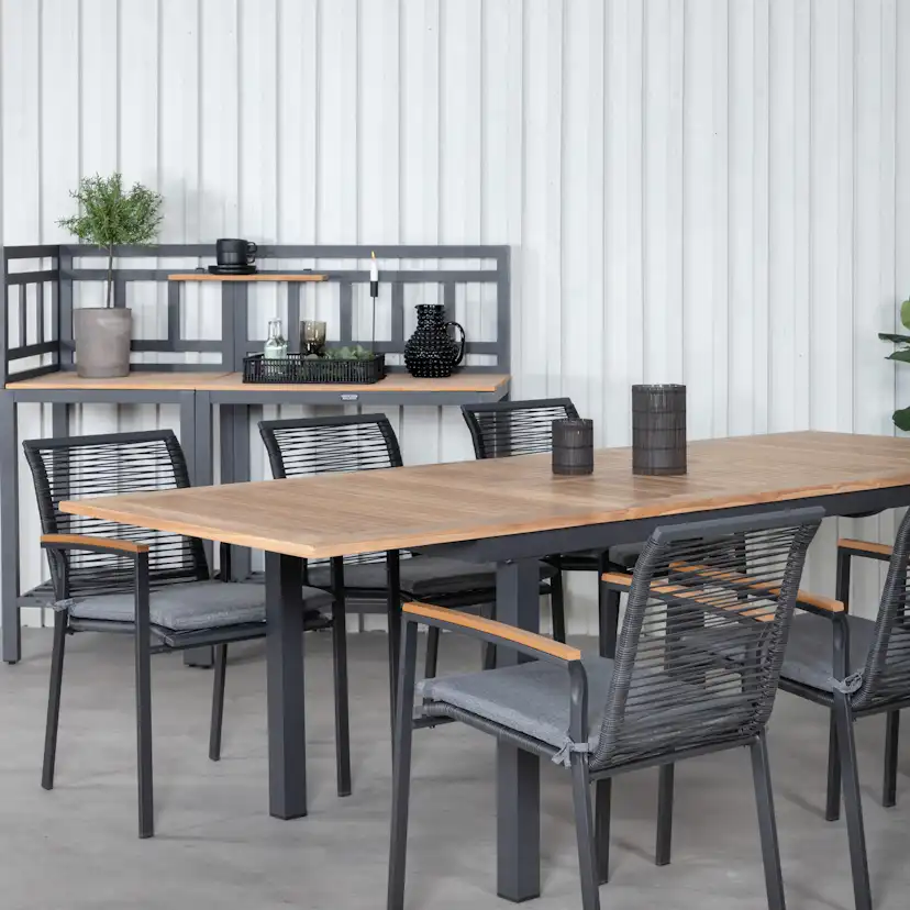 Matgrupp Utomhus Venture Home Perla 152 med 6 Douglas Trädgårdsstolar