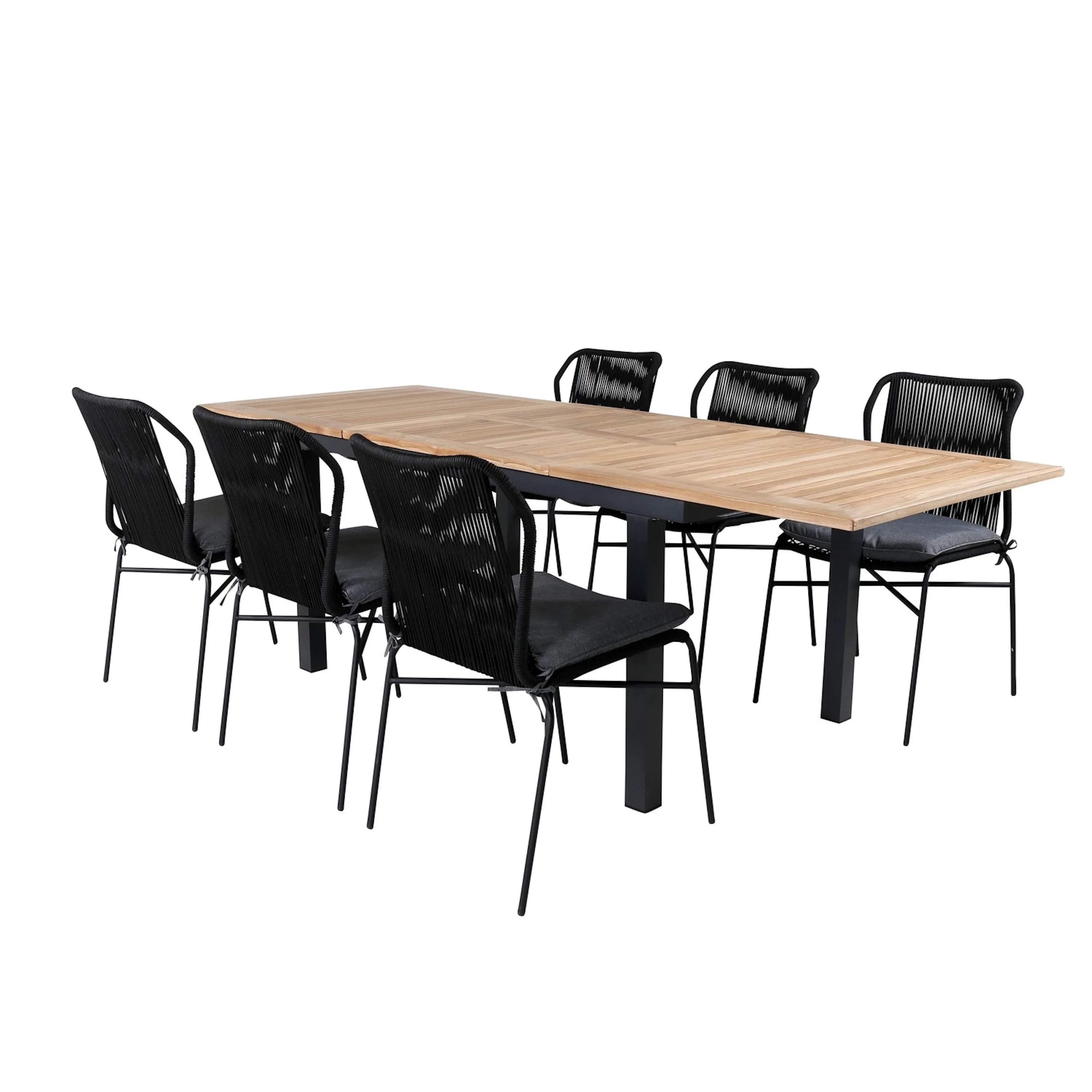 Matgrupp Utomhus Venture Home Perla 152 med 6 Jefferson Stapelbara Trädgårdsstolar