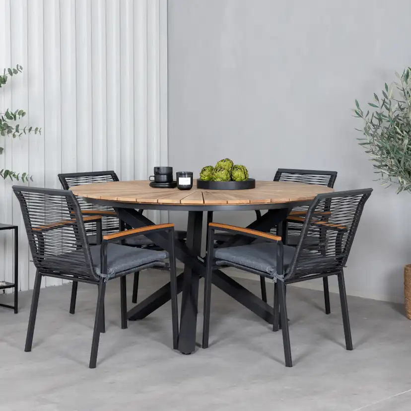 Matgrupp Utomhus Venture Home Meya med 4 Douglas Trädgårdsstolar