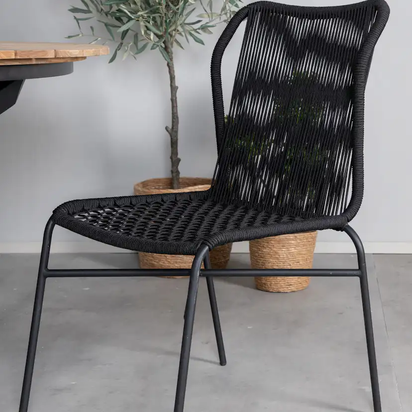 Matgrupp Utomhus Venture Home Meya med 4 Jefferson Stapelbara Trädgårdsstolar