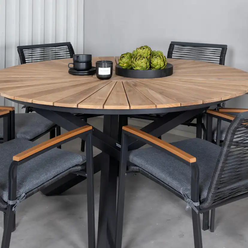 Matgrupp Utomhus Venture Home Meya med 6 Douglas Trädgårdsstolar