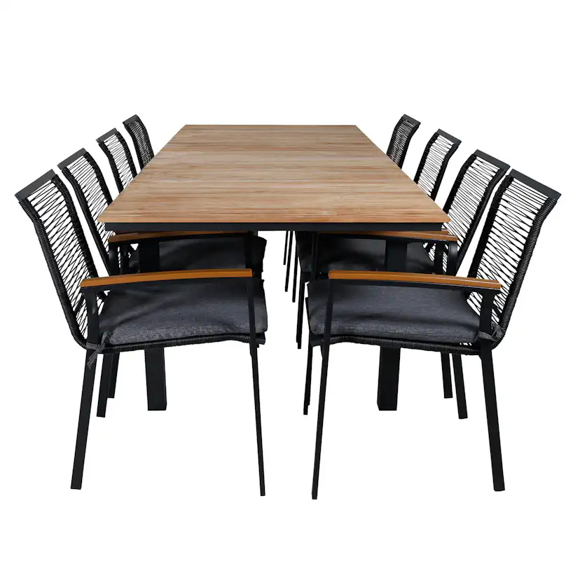 Matgrupp Utomhus Venture Home Mendi med 8 Deni Trädgårdsstolar