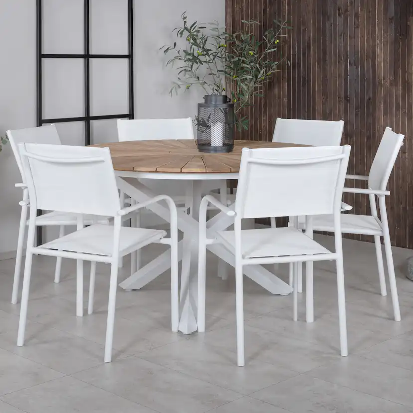 Matgrupp Venture Home Mendi Rund med 6 Sami Stolar