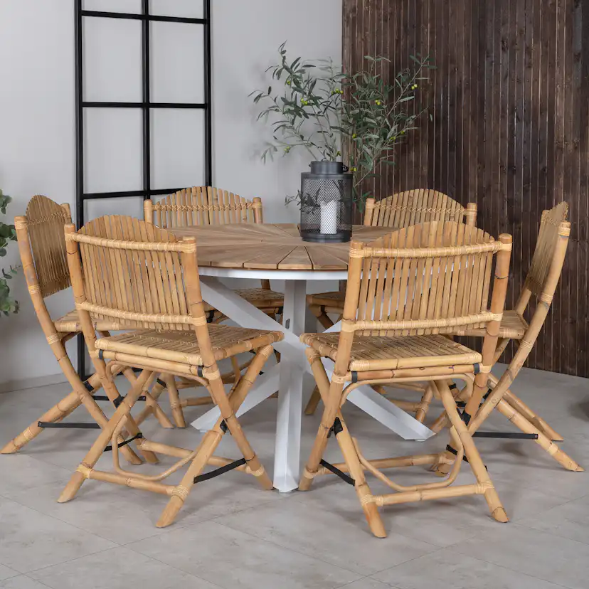 Matgrupp Venture Home Mendi Rund med 6 Cane Stolar