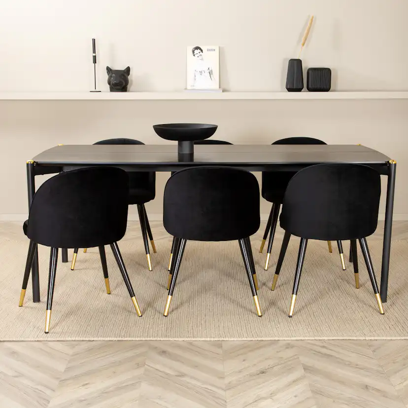 Matgrupp Venture Home Paris med 6 Valentina Stolar Sammet