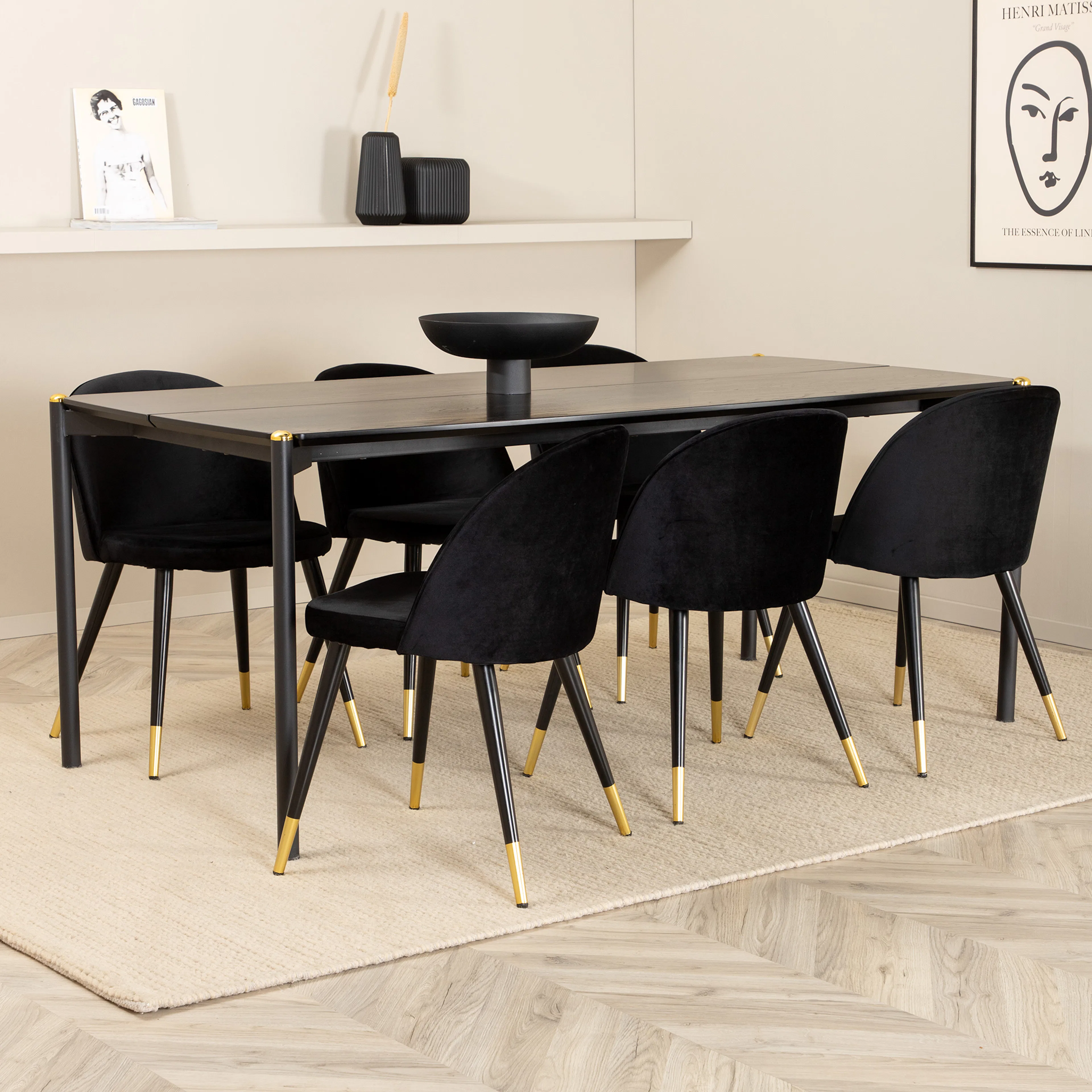 Matgrupp Venture Home Paris med 6 Valentina Stolar Sammet