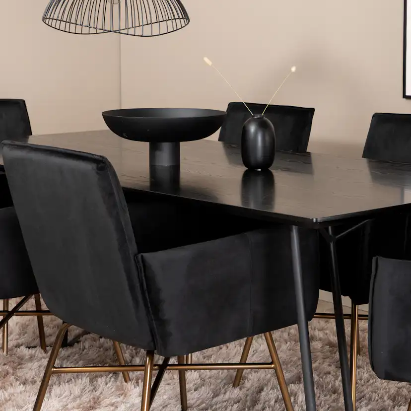 Matgrupp Venture Home Annika Svart med 6 Annika Stolar