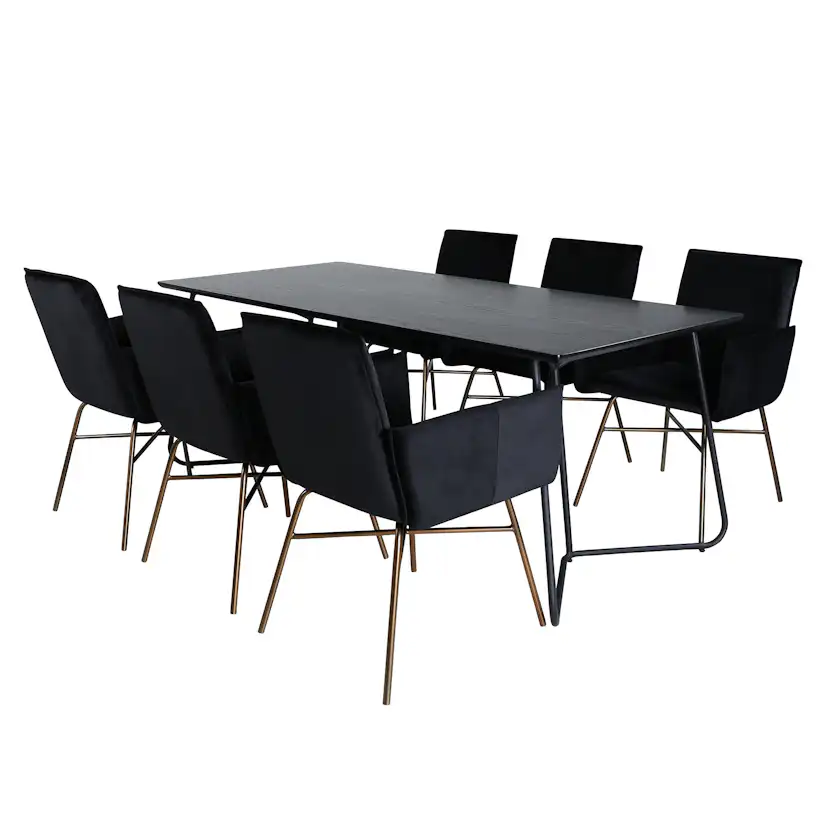 Matgrupp Venture Home Annika Svart med 6 Annika Stolar