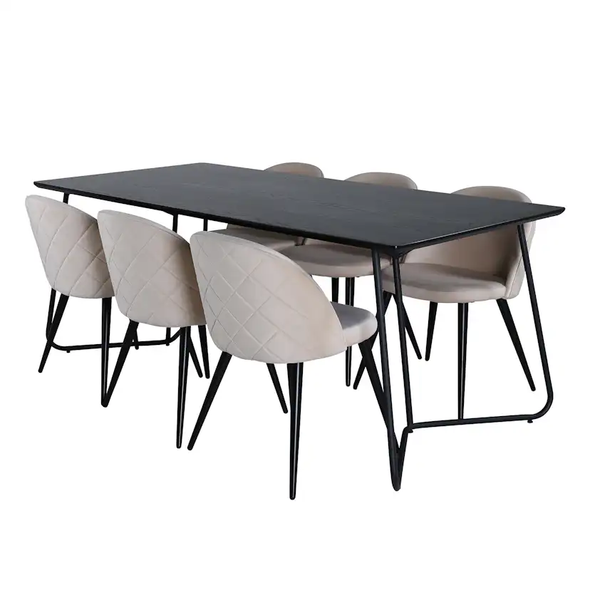 Matgrupp Venture Home Annika med 6 Valentina Stitcthes Stolar Sammet