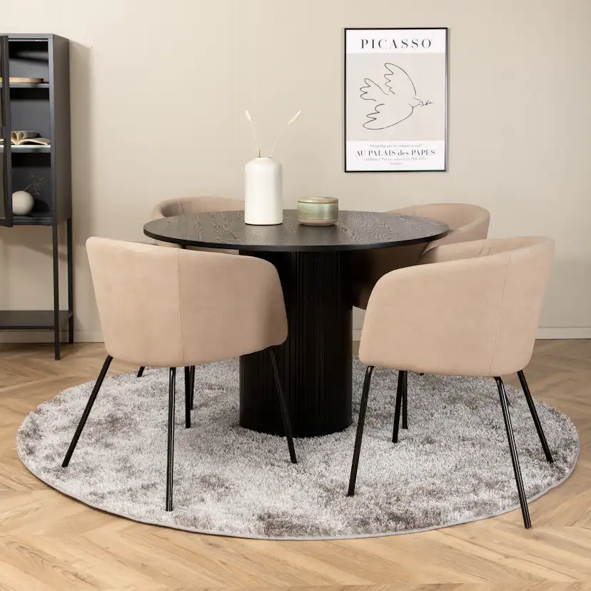 Matgrupp Venture Home Bianca Rund med 4 Bergen Stolar