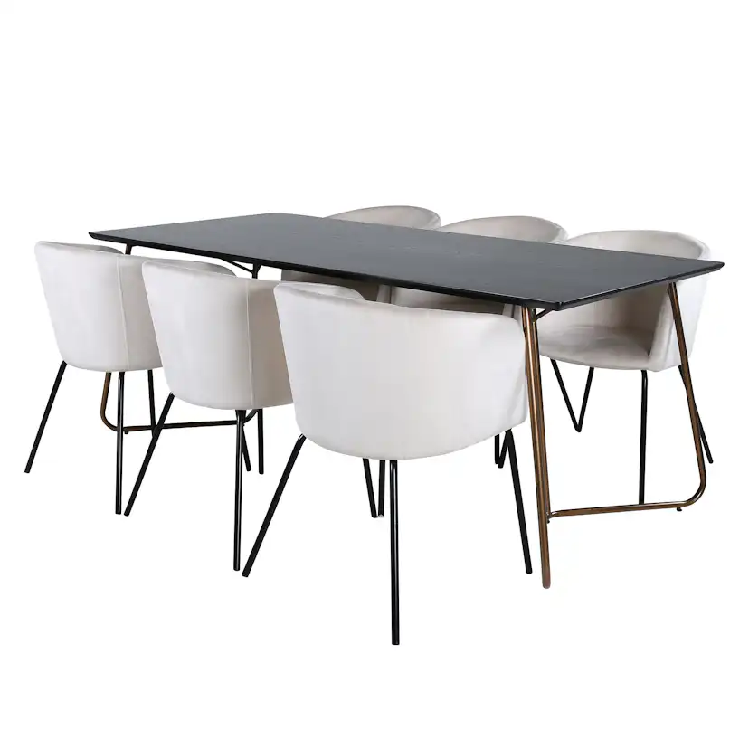 Matgrupp Venture Home Annika med 6 Bergen Stolar Sammet