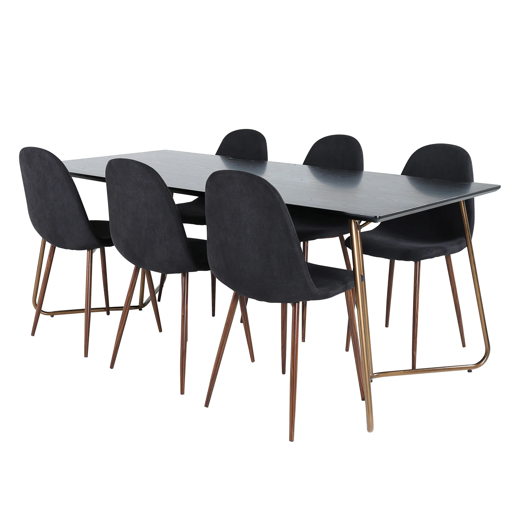 Matgrupp Venture Home Annika Valnöt med 6 Pobbie Stolar