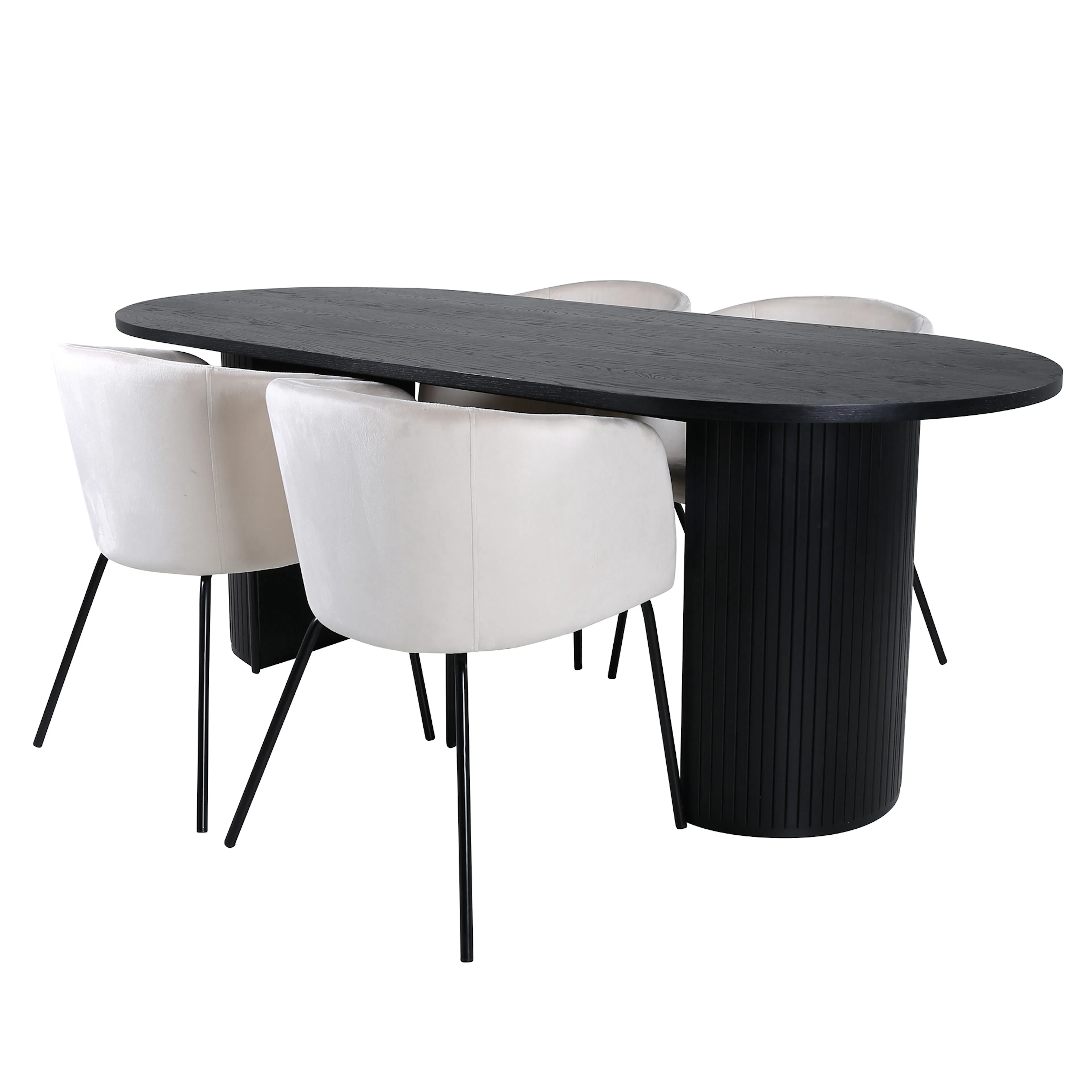 Matgrupp Venture Home Bianca Svart med 4 Bergen Stolar