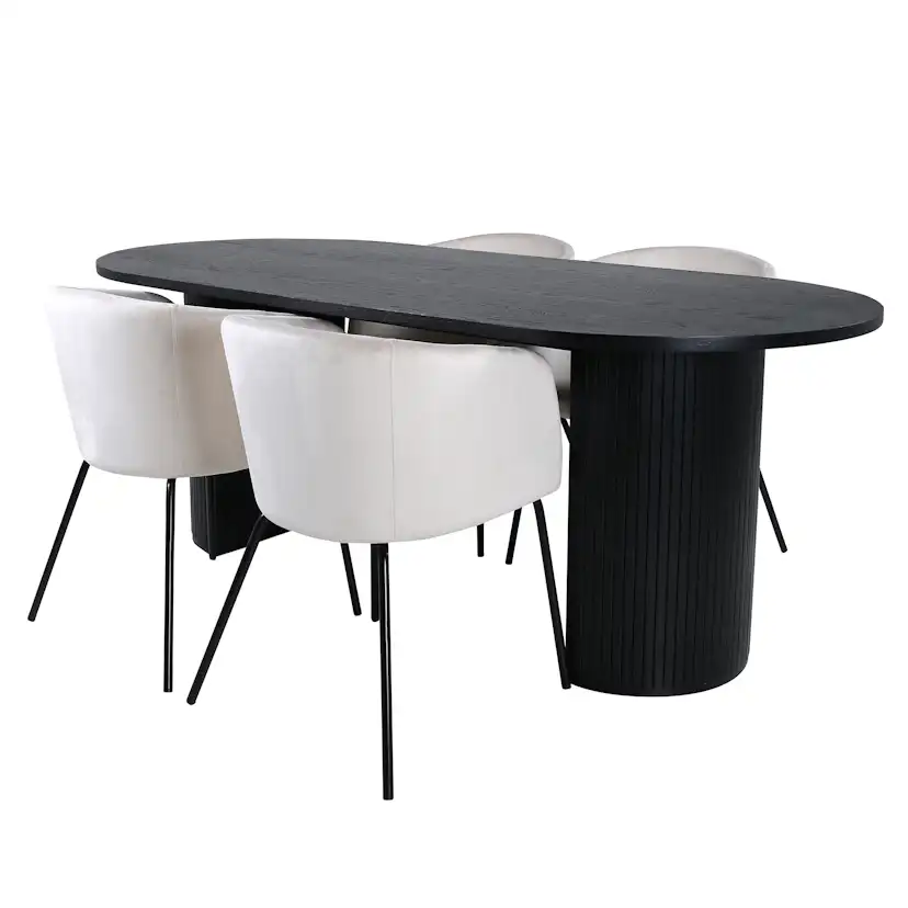 Matgrupp Venture Home Bianca Svart med 4 Bergen Stolar