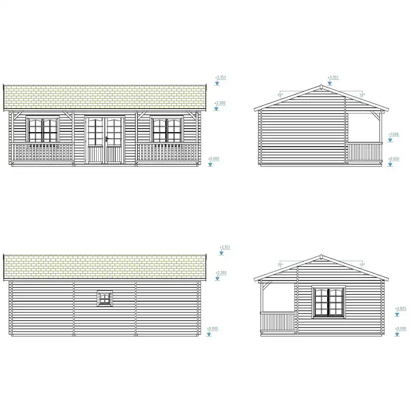 Fritidshus Palmako Sandra 38,6 m² Komplett Stuga med Altan & Sadeltak