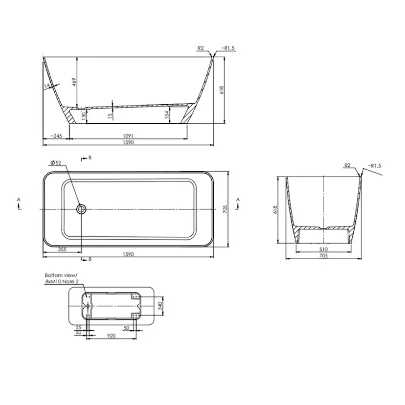 Badkar Strømberg Sindal 1590 mm