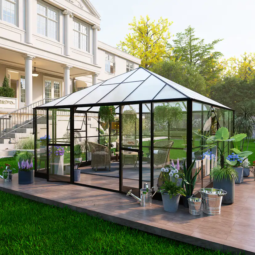 Växthus Metalcraft Gazebo 17,6m² Premium 4 mm Säkerhetsglas