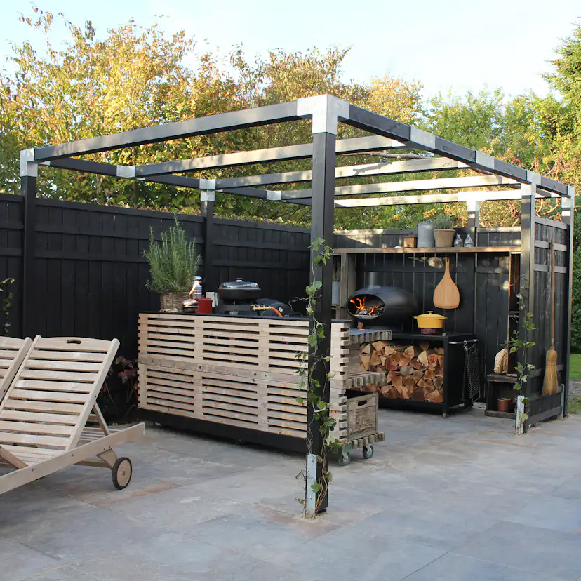 Skärm PLUS Rustik 180x180 cm Svart