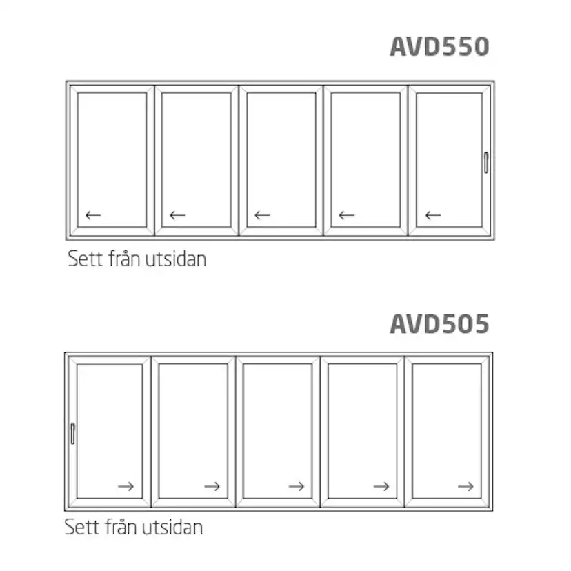 Vikdörrar NorDan HelAlu 5-Delad 3-Glas