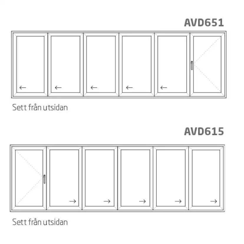 Vikdörrar NorDan HelAlu 6-Delad 3-Glas