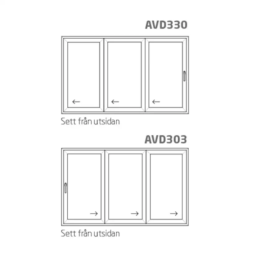 Vikdörrar NorDan HelAlu 3-Delad 3-Glas