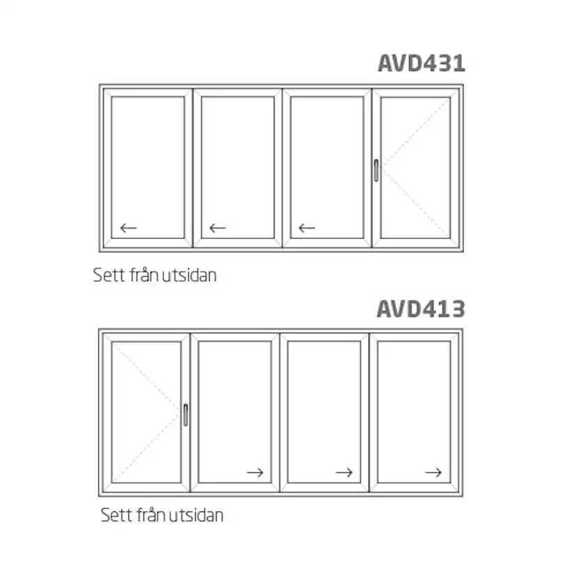 Vikdörrar NorDan HelAlu 4-Delad 3-Glas