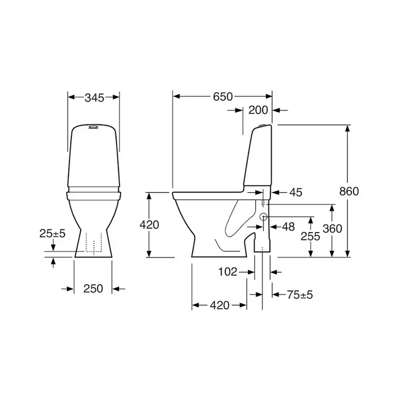 Toalettstol Gustavsberg Nautic 1591 med Tvättanslutning