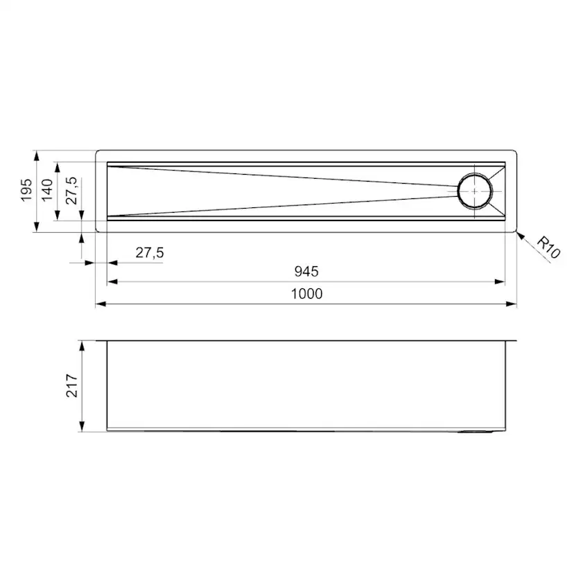 Diskho DecoSteel Manhattan 1000 Rostfri Enkel med Korgventil & Vattenlås