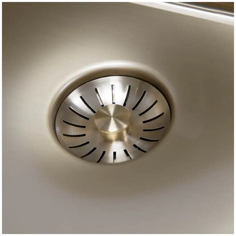 Enkelvask Strand Stainless SOLID med clips och blandarplats PVD Gold