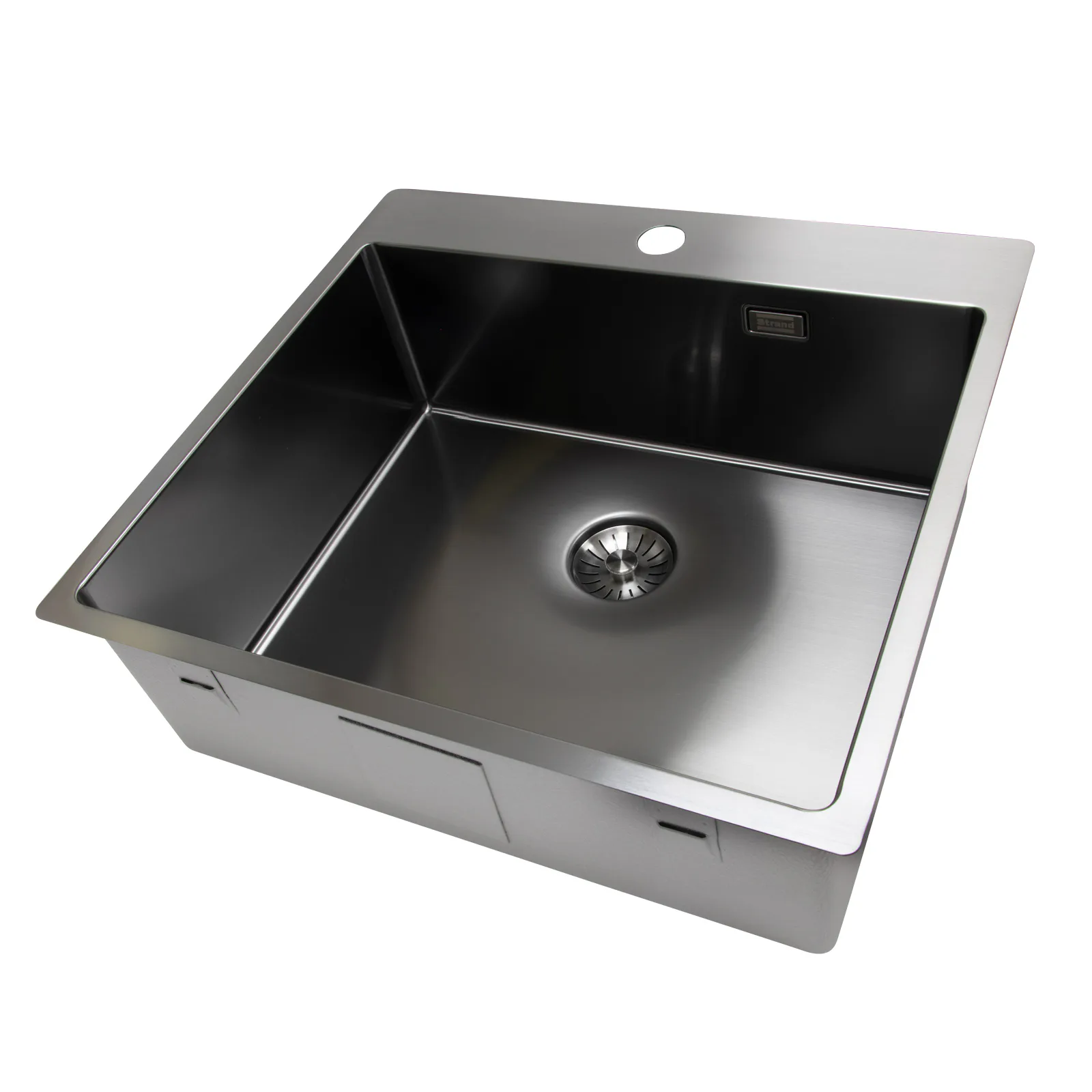 Enkelvask Strand Stainless SOLID med clips och blandarplats PVD Gun Metal