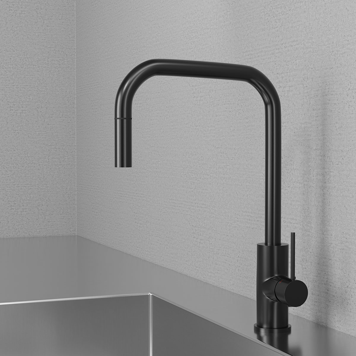 Köksblandare Scandtap Steel Accent Square med Utdragbar Pip