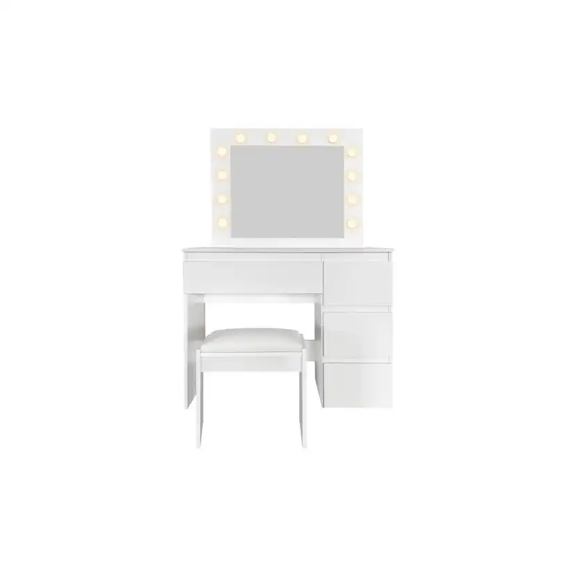 Sminkbord Scandinavian Choice Glow Komplett set med Spegel och Pall, LED-Belysning 94 cm