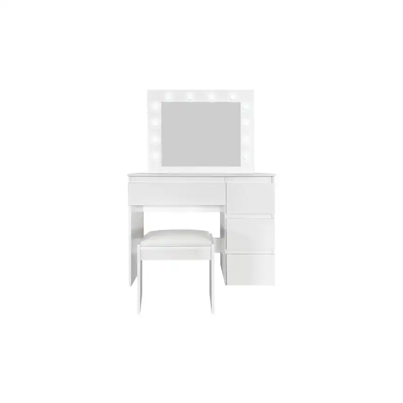 Sminkbord Scandinavian Choice Glow Komplett set med Spegel och Pall, LED-Belysning 94 cm