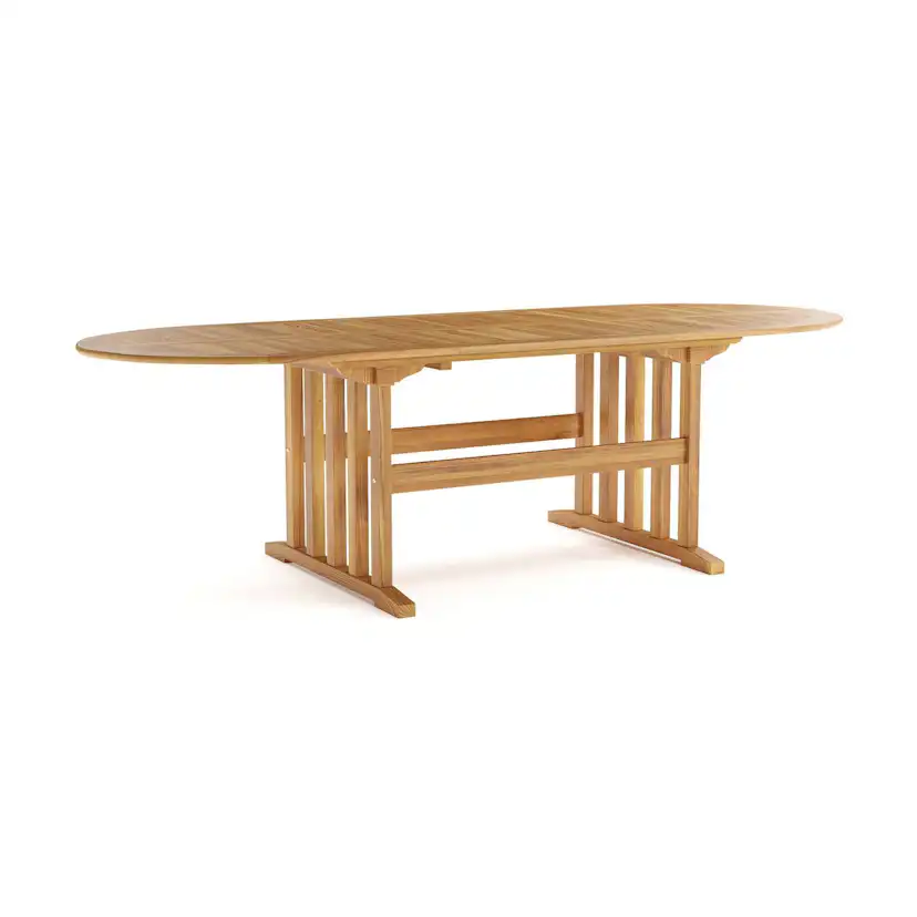 Trädgårdsbord deNoord Menorca Stort Ovalt Förlängningbart Matbord i trä Utomhus 100x180 cm
