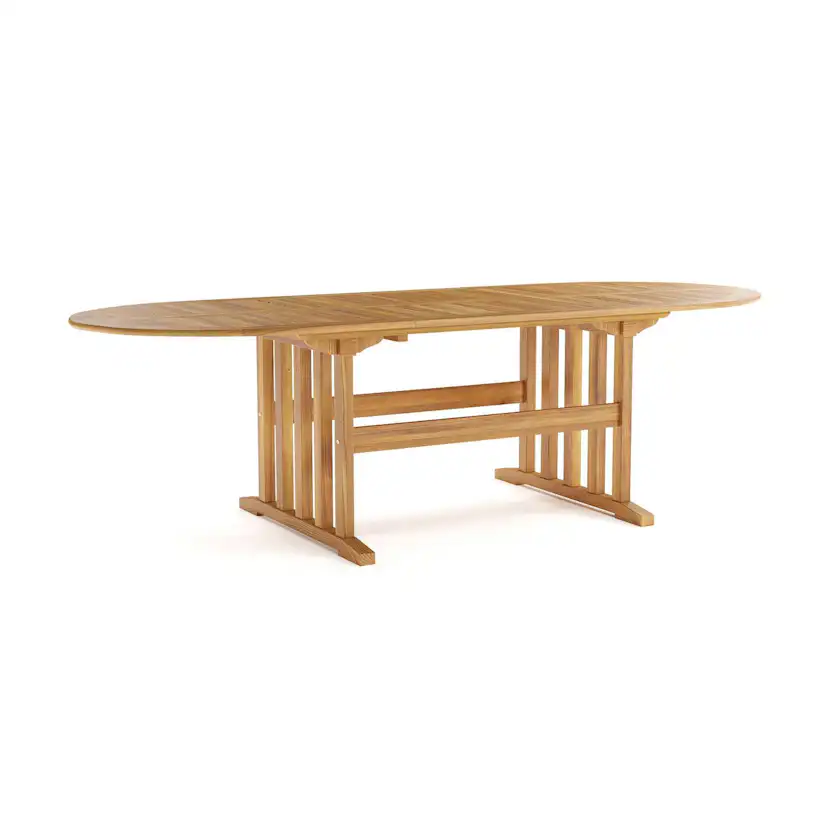 Trädgårdsbord deNoord Menorca Stort Ovalt Förlängningbart Matbord i trä Utomhus 100x180 cm