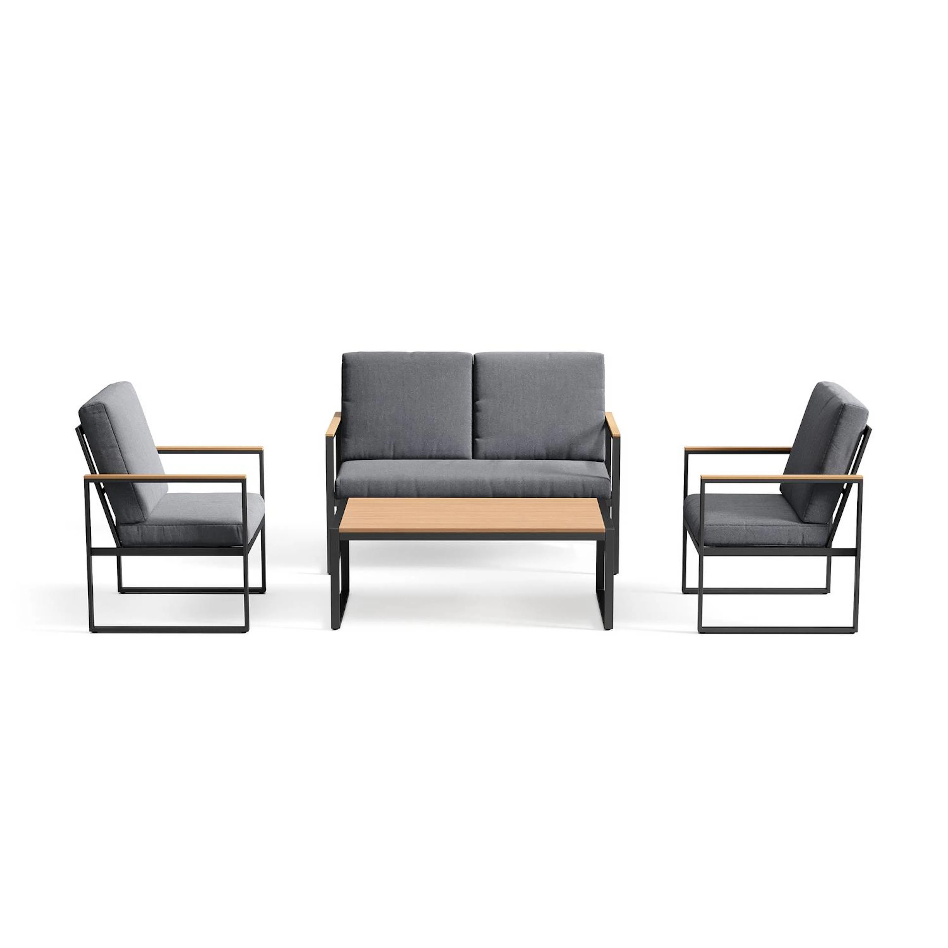 Loungegrupp deNoord Serena Soffgrupp Utomhus 2-sits trädgårdssoffa med 2st fåtöljer